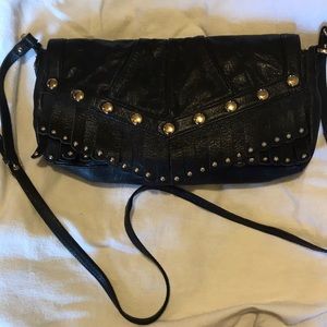 Junior Drake leather studs and fringe crossbody